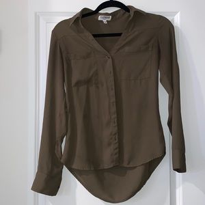 Green EXPRESS button-up dress shirt. XS. Worn, no stains no holes no marks.
